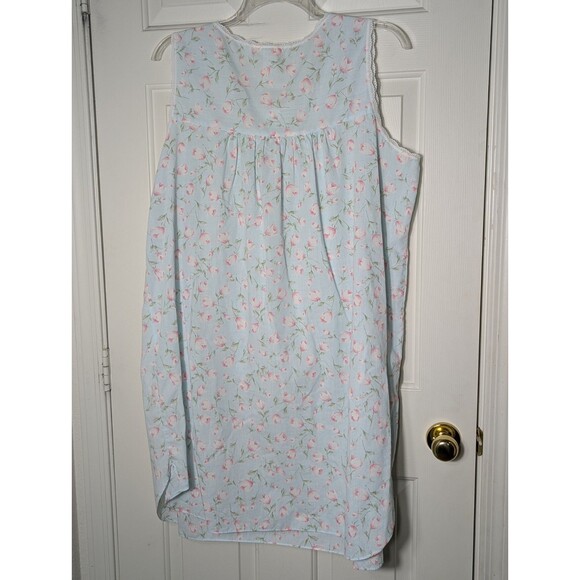 VTG Carriage Court Nightgown & House Robe 2X Blue Pink Floral Eyelet Lace Ribbon - Picture 14 of 15